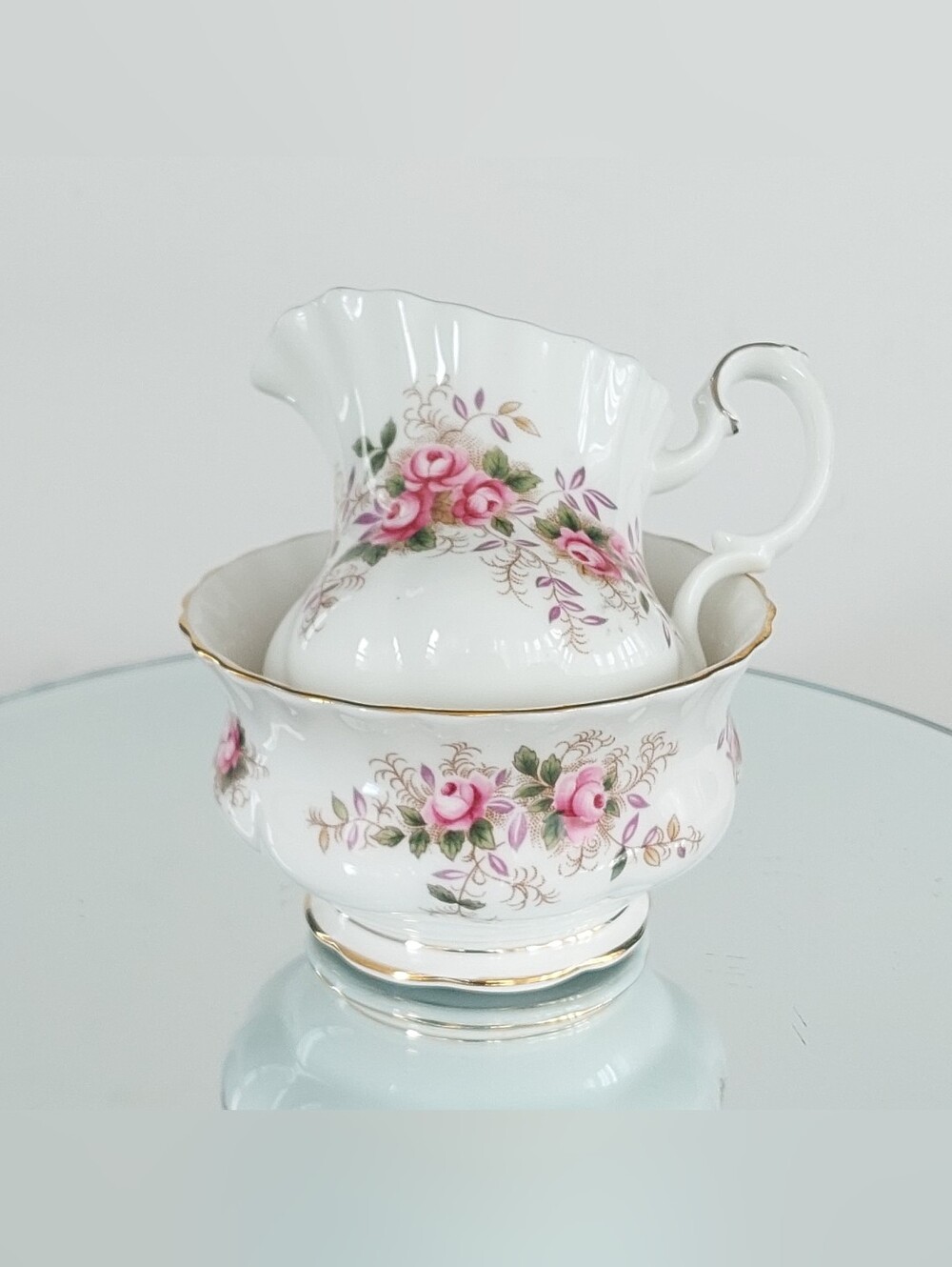 Vintage Royal Albert Lavender Rose Creamer & Sugar Bowl Set - England 1961